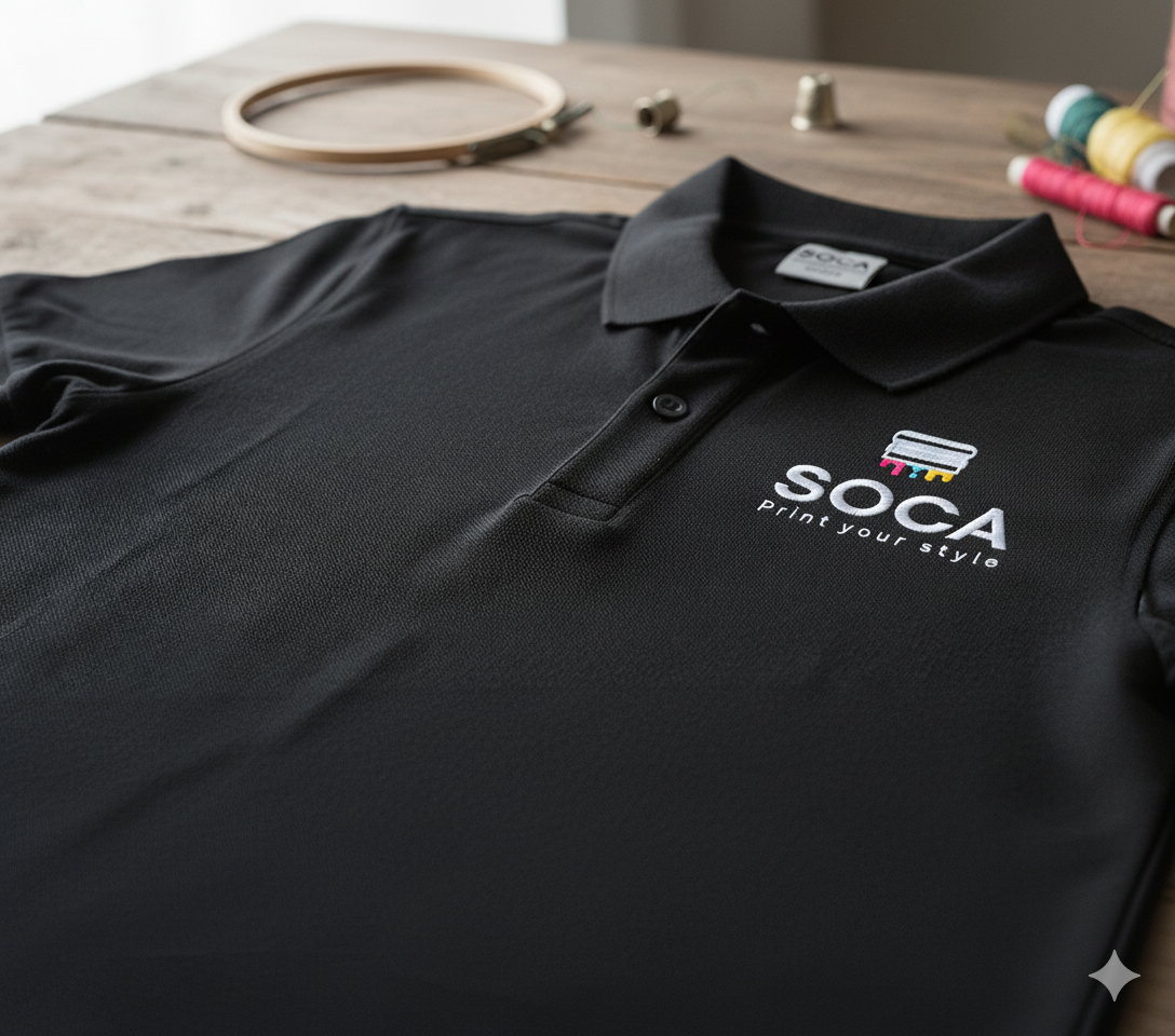 SOCA Embroidery Detail on Polo